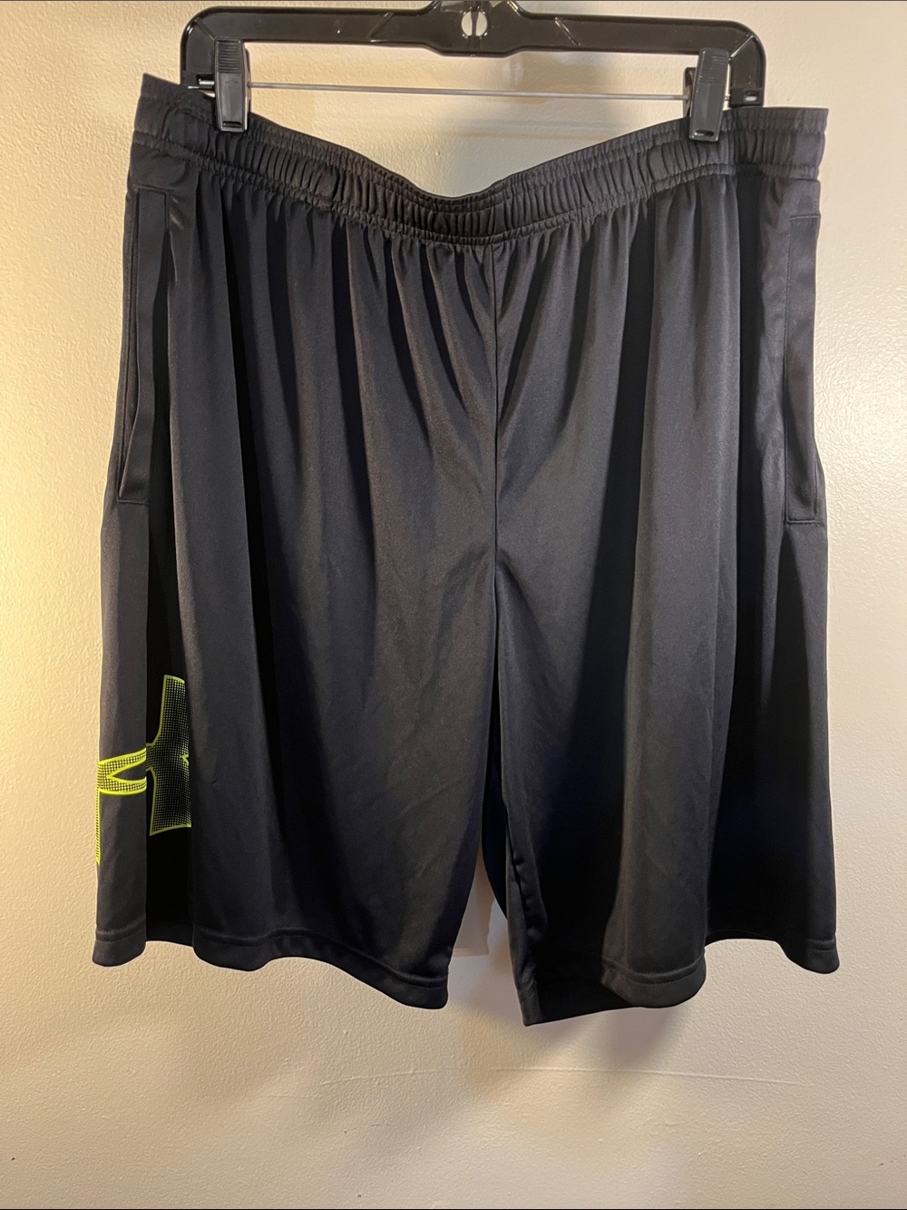 Under Armour Black Athletic Shorts with Neon Yellow Logo